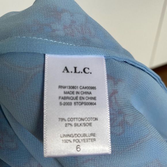 A.L.C. Foley High-Neck Floral Sleeveless Top Blue Ruffle Size 6 - Picture 7 of 7